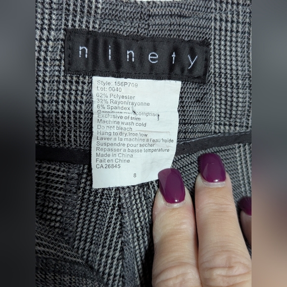 Ninety Women's (Size 8) Plaid/Houndstooth Flared Pants w/ Black Lace Accents - Picture 14 of 16